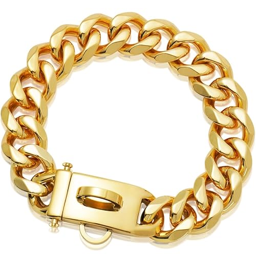 19mm Breite Goldenes Rostfreier Stahl Hundehalsband Metall Hundehalsband Hundekette Halsbänder Pet Training Walking Halsband(35cm) von OH-JEWPHX