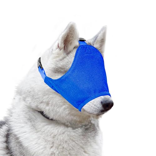 Ohcozzy Beruhigende Augenmaske für Hunde, mit weichem, flexiblem Stoff, verstellbare Haustiermaske, Maulkorb für Hunde, Fellpflege, gegen Autokrankheit (XL, Blau) von OHCOZZY