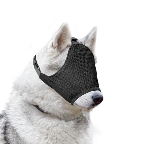 Ohcozzy Beruhigende Augenmaske für Hunde, mit weichem, flexiblem Stoff, verstellbare Haustiermaske, Maulkorb für Hunde, Fellpflege, gegen Autokrankheit, Größe M, Schwarz von OHCOZZY