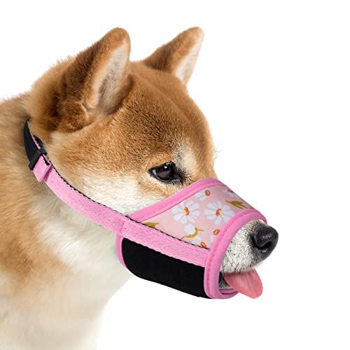 Ohcozzy Hundemaulkorb, weicher Nylon-Maulkorb, Beißen, Bellen, Kauen für kleine, mittelgroße und große Hunde mit modischem Muster (L,Rosa) von OHCOZZY