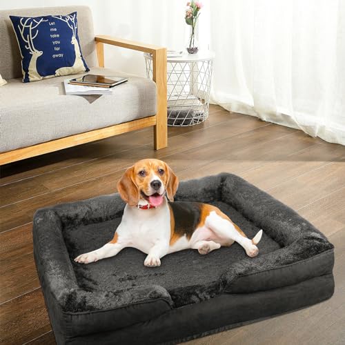 OHMG Orthopädisches Hundebett,Memory Foam Hundekorb Hundebett,Hundekissen Ergonomisches, Hundekorb,Hundesofa,mit abnehmbarem waschbarem Bezug,rutschfeste,XLarge (Schwarz) von OHMG