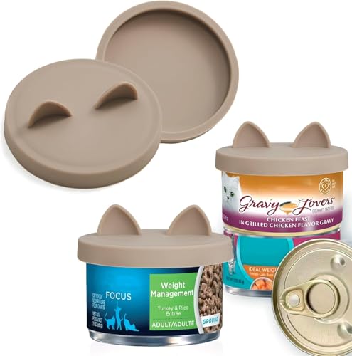 OHMO Dosendeckel Katzenfutter, Silikon Deckel für Dosen für Tierfutter(70-85g), BPA-frei, Beige, 2er-Set von OHMO