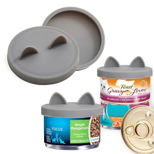 OHMO Dosendeckel Katzenfutter, Silikon Deckel für Dosen für Tierfutter(70-85g), BPA-frei, Gray, 2er-Set von OHMO