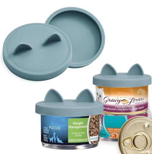 OHMO Dosendeckel Katzenfutter, Silikon Deckel für Dosen für Tierfutter(70-85g), BPA-frei, Hellblau, 2er-Set von OHMO