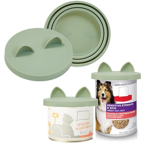 OHMO Dosendeckel Katzenfutter, Universal Silikon Deckel für Dosen für Tierfutter(70g, 85g, 200g, 400g usw.), BPA-frei, Hellgrün, 2er-Set von OHMO