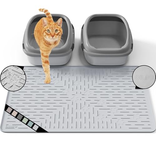 OHMO Katzenklo Matte aus Premium-Silikon 80x60cm Groß, Wasserdicht und BPA-Frei Katzenstreu Matte, Einfach zu Reinigen Katzenmatte von OHMO