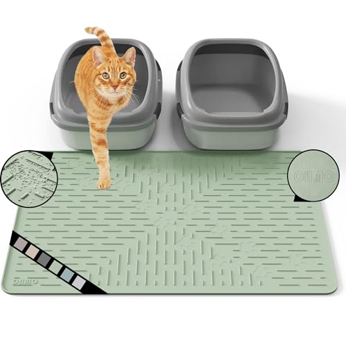 OHMO Katzenklo Matte aus Premium-Silikon 80x60cm Groß, Wasserdicht und BPA-Frei Katzenstreu Matte, Einfach zu Reinigen Katzenmatte von OHMO