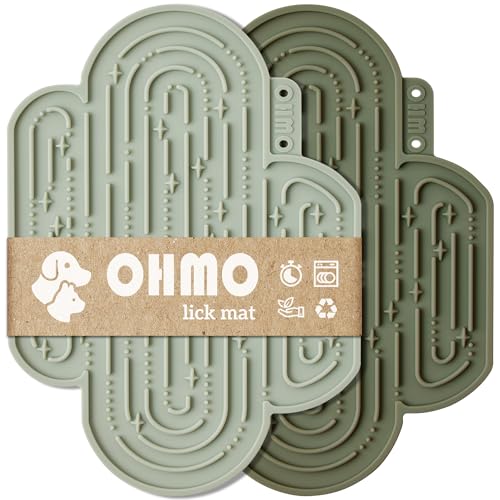 OHMO Schleckmatte Hund, Leckmatte für Welpen Katze - 2 Pcs Cute Cactus Design, für Haustier Angst Relief und langsam füttern, Lebensmittelqualität Silikon (Kaktus&Hellgrün) von OHMO