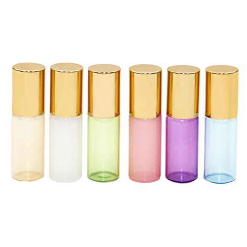 OHPHCALL Parfüm 6 Stück Roll-On- -Behälter Reise-Kosmetikbehälter Mini-Behälter Mini-Roll-On-Flaschen Kleiner Glasroller Ätherisches Öl Tragbare Flasche Roll-On-Flasche Leere von OHPHCALL