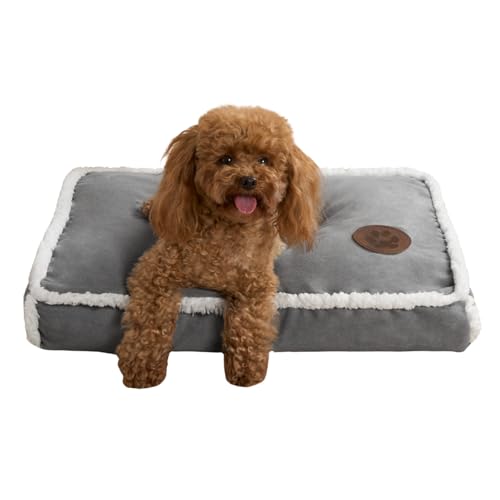 OHS Großes Hundebett, Sherpa-Futter, superweiches Kissen für Kisten, Zuhause, Reisen, waschbar, rutschfest, bequem, Haustierbetten für Hunde, 80 x 60 x 8 cm von OHS