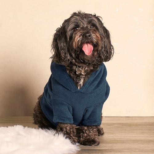 OHS Hunde-Kapuzenpullover, Größe M, marineblau, superweicher Kapuzenpullover, warm, gemütlich, mittelgroße Hundekleidung, Hunde-Kapuzenpullover von OHS