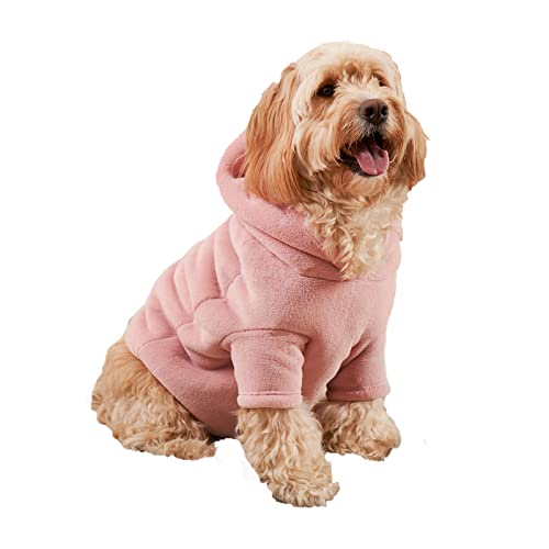 OHS Hunde-Kapuzenpullover aus Fleece, Sherpa-Futter, wendbar, weich, gemütlich, pflegeleicht, Größe L, Rosa (Blush Pink) von OHS