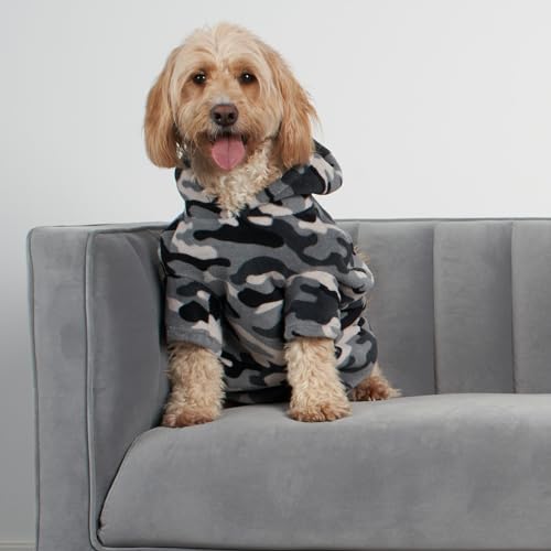 OHS Hunde-Kapuzenpullover für große Hunde, Anthrazit, Camouflage-Druck, für Hunde, Kapuzenpullover, Hunde-Kapuzenpullover, große Größe, Hundepullover, Hundekleidung, ultraweich, warm, gemütlich, von OHS