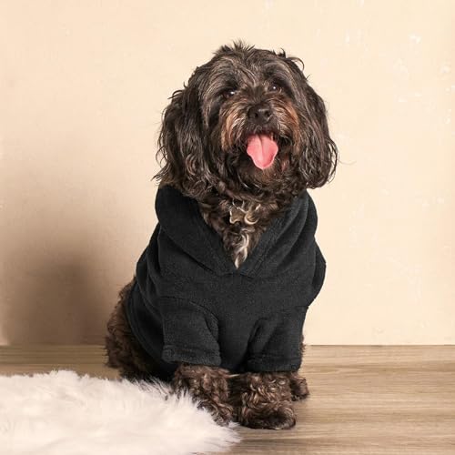 OHS Hunde-Kapuzenpullover für mittelgroße Hunde, schwarz, Hundepullover, superweich, warm, gemütliche Passform, mittelgroße Hundedecke, Kapuzenpullover, Hund für Hunde von OHS