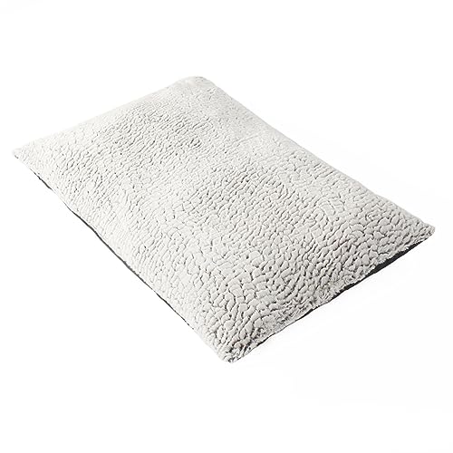 OHS Hundekäfig-Matratze, weiches, Flauschiges Hundebett, gepolstert, waschbar, rutschfest, großes Haustierbett, beruhigendes Hundebett, grau, 63 cm x 106 cm von OHS