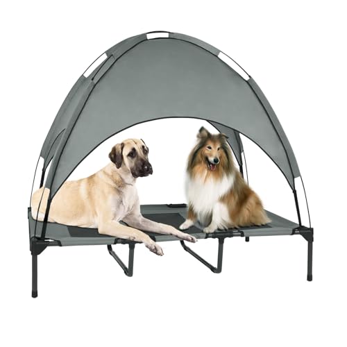 OIPUNSHLE Erhöhtes Outdoor-Haustierbett mit abnehmbarem Baldachin, 122 cm, wasserdicht, erhöhtes Kinderbett, tragbares Outdoor-Bett mit extra Tragetasche, kühlendes Baldachin für große Hunde von OIPUNSHLE