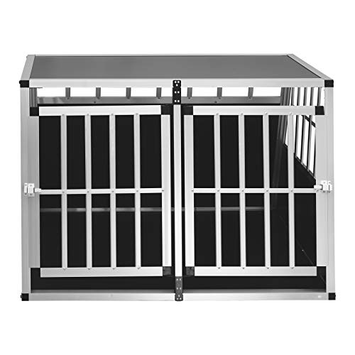 Aluminium MDF Hundetransportbox Käfig Indoor Outdoor Transportbox Atmungsaktiv Katze Hund Haustier Reisebox Klassische Box für Auto, von OJRF