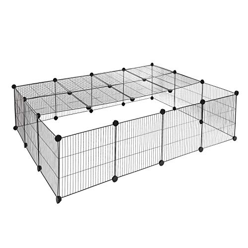 DIY Haustier Laufstall Gehege 147x111x37cm Kaninchen Meerschweinchen Käfige Welpen Zwinger Haus Übungstraining Kätzchen Hundezubehör, von OJRF