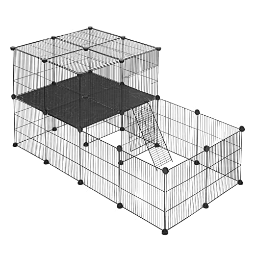 Haustier Laufstall Faltbare Eisen Katzenkäfige Übung Training Zwinger DIY Hundezäune Spielen Für Kaninchen Welpen Zwinger Haus Heimtierbedarf,Schwarz, von OJRF