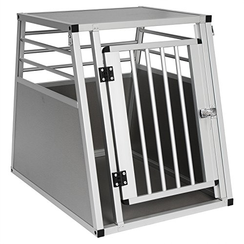 Silber Aluminium Hundetransportbox Haustier Auto Reisezubehör für Hunde, die Transport Laufstall tragen Outdoor,Silber, von OJRF