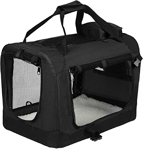 Tragbare Oxford-Hundekatzen-Tragetasche Pet Puppy Reisetaschen Atmungsaktive Mesh-Katze Hunde Outdoor-Zelt-Träger Ausgehende Haustiere Handtasche,Schwarz,49,5x34,5x35cm von OJRF