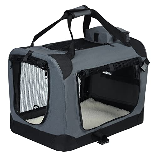 Tragbare Oxford-Hundekatzen-Tragetasche Pet Puppy Reisetaschen Atmungsaktive Mesh-Katze Hunde Outdoor-Zelt-Träger Ausgehende Haustiere Handtasche,grau,49,5x34,5x35cm von OJRF