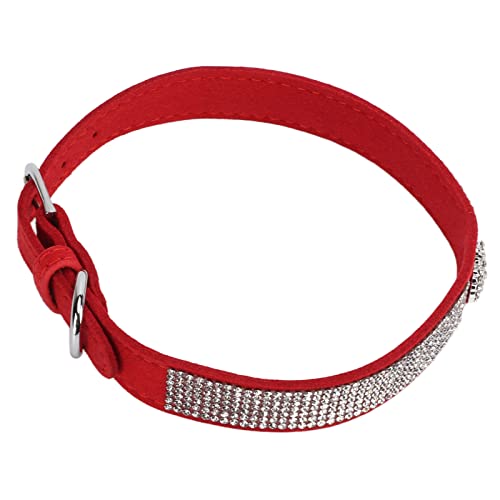 Crown Hundehalsband, Modisches Funkelndes Wildleder Mikrofaser Bling Hundehalsband Komfortables Gummiband mit Metallschnalle für Hunde für Katzen(Kronenteil: rot, L) von OKAT