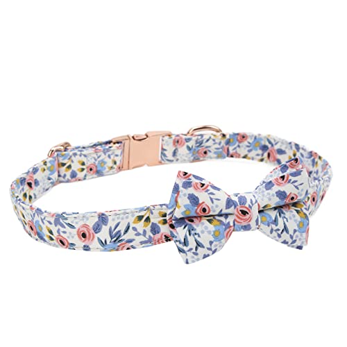 Hundehalsband mit Fliege, elastisches bequemes waschbares Katzenhalsband für Hunde für Katzen(Bowknot (gebrochene Blume blau), S) von OKAT