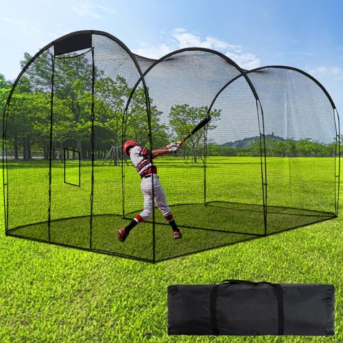 Batting Cage, Baseball Batting Cage Net, Portable Softball Batting Cage, Batting Cage for Backyard, Outdoor Batting Cage with Frame for Home, 4.9x3.0x3.0 m Batting Cages von OKAYES