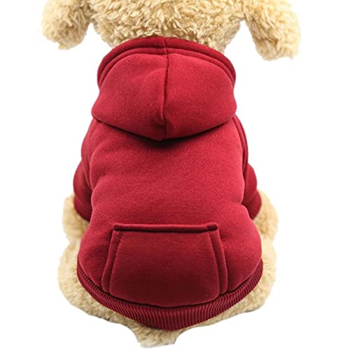 Haustier-Hundekleidung für kleine Hunde, warme Kleidung, Hundemantel, Welpen-Outfit, Haustierkleidung, großer Hund, Kapuzenpullover, Chihuahua-Weinrot, S von OKGD