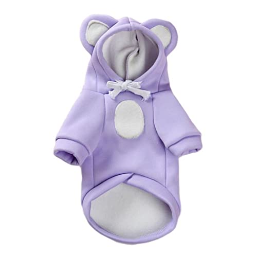 Niedliche Fruchtform Hundekleidung Winter Warm Hoodie Haustierkleidung Kleine Hund Bulldogge Chihuahua Mantel Welpe Katze Outfit - Lila Bär, M von OKGD