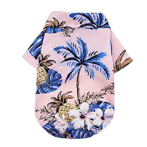 Sommer Haustier bedruckte Kleidung Hund Blumen Strandhemd Mantel Hundemantel Kleidung Katze Frühling T-Shirt Hawaii-Kleidung Set-C, M von OKGD