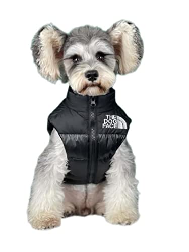 Welpen-Daunenjacke Haustiermantel Hundedaunenweste Welpenkleidung Winter Warm Chihuahua Bulldogge Mantel kleine und mittelgroße Haustierkleidung - Schwarz, XL von OKGD