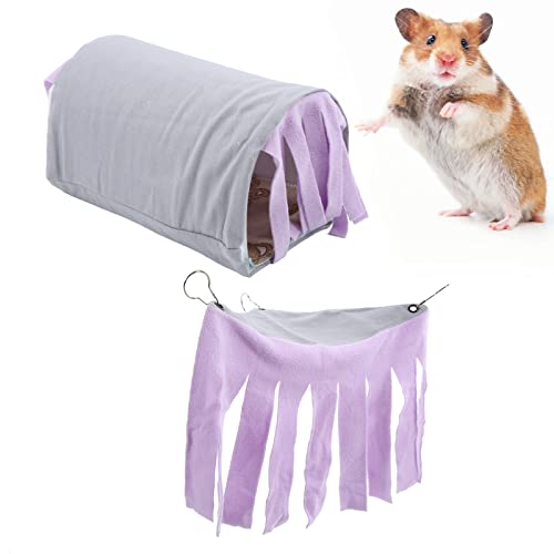 Haustier-Tunnelhaus, Abnehmbarer Tunnel zum Verstecken Kleiner Tiere, Hamster-Zeltröhre, Käfig-Spielröhre mit Hängematten-Quastenvorhängen für Chinchillas, Igel, Ratten, Hamster, (Purple Tassel) von OKJHFD