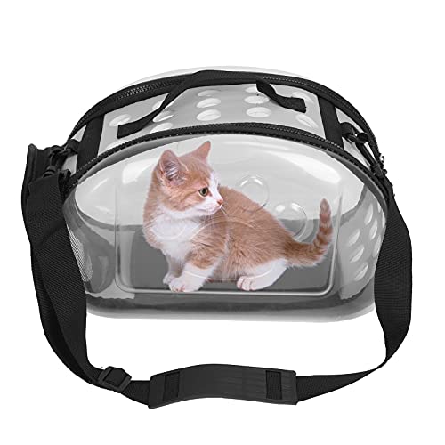 Hundekatzentasche Handtasche, zusammenklappbares Haustaschen im Freien, transparentes Katzenpupfträger -Schulterkäfig mit Netzfenstern zum Wanderwanderungen im Freien im Freien im (M) von OKJHFD