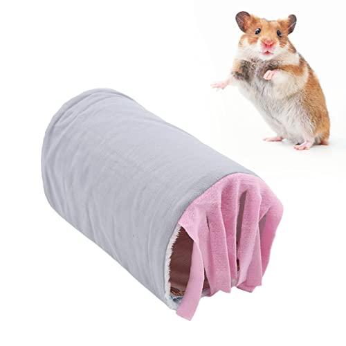 Kleines Tier-Quasten-Tunnel-Nest, sicheres, abnehmbares Versteck-Röhrenhaus für Hamster, Ratten, Mäuse, Papageien, Chinchillas, Igel – Spielen, Schlafen, Ausruhen, Fleece, warmes (Gray and Powder) von OKJHFD