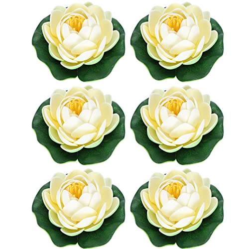 OKJHFD 6 Pieces Artificial Floating Foam Lotus Flower with Water Lily Pad, Aquarium Decoration Preserved Flowers Artificial Flowers Perfect for Home Garden Pond Decor Living Room von OKJHFD