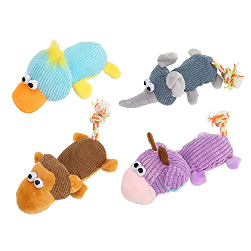 OKJHFD Dog Plush Squeaky Toys, 4Pcs Squeaky Animals Dog Toys Bite Resistant Teeth Grinding Plush Interactive Stuffed Animal Dog Chew Toy for Puppy Small Medium Large Dogs von OKJHFD