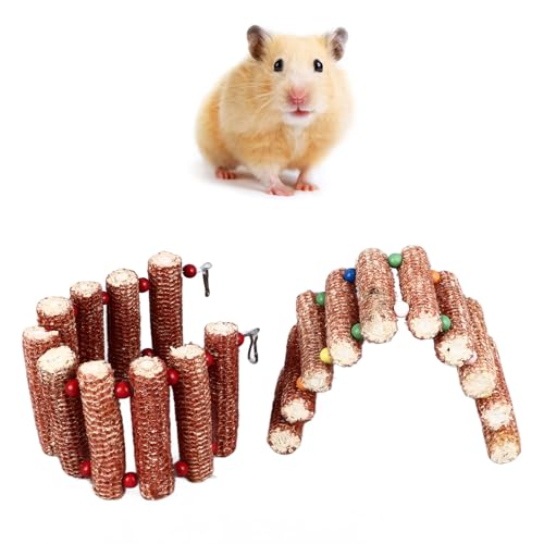 OKJHFD Hamster-Leiter-Spielzeug, Hamster-Holzbrücke, Hängeleiter, kleine Haustierbedarf, Käfig-Lebensraum-Dekoration für Hamster, Reptilien, Eidechsen, Schildkröten, Igel, Kleintiere von OKJHFD