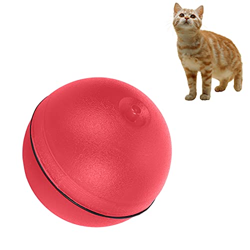 OKJHFD Interaktiver Katzenspielzeugball, 360 Grad automatisch rotierende rollende Bälle, Spielzeug, USB wiederaufladbar, LED-Licht, Unterhaltung, Haustier-Übungsjagd, Spielzeug, (Red) von OKJHFD