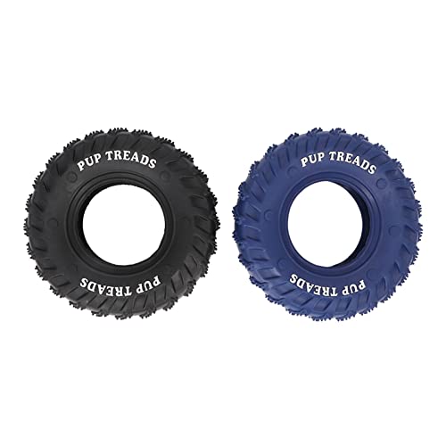 OKJHFD Juguetes de Pelotas para Perros chirriantes, 2 Piezas, neumático de Goma Azul y Negro, Juguete para Masticar para Perros, Juguete para Masticar para Mascotas Con Forma de neumático Seguro von OKJHFD