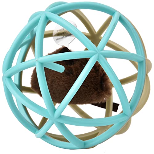 OKJHFD Katzenspielzeugbälle, Haustierkatzen-Gefangener-Mausball, Katzenbälle mit simuliertem Klang, lustige quietschende Maus, Katzenspielzeug, Puzzle-Spielzeug zum Spielen, Jagen, (Beige Blue) von OKJHFD