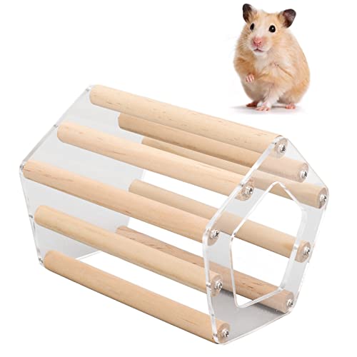 OKJHFD Minimalistisches fünfeckiges Hamster-Holzhaus, belüftete transparente Hamsterhütte, Hamsterversteck, Eckhaus, Käfigzubehör für Hamster, Goldbären und andere Kleintiere (Small) von OKJHFD