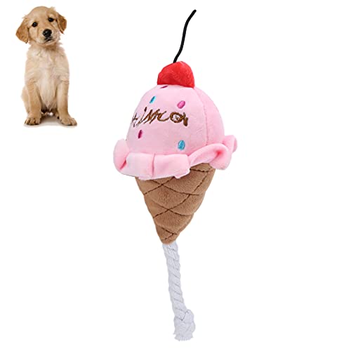 OKJHFD Pet Ice Cream Plüschspielzeug, weich gefüllte Plüschspielzeug quietschende Kauspielzeug interaktives Hund Spielzeug für mittelgroße große Welpen Hunde Zähne putzen Kauspielzeug (Pulver) von OKJHFD