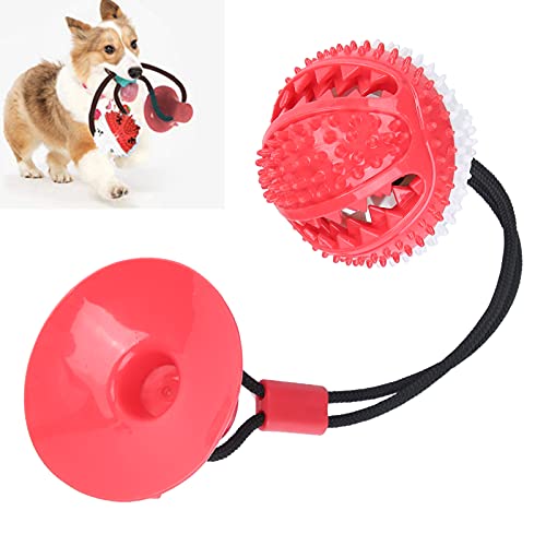 OKJHFD Saugnapf-Hundespielzeug, Kauspielzeug für Hunde, interaktives Haustier, Backenzähne, Reinigung, Futterausgabe, Ball, Hundebiss, Zerrspielzeug, Welpentraining, Seil zum Zerren, (Red White) von OKJHFD