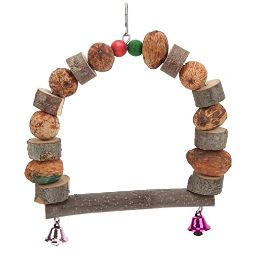 Papageien-Schaukel-Spielzeug, Holz-Vogelschaukel, Barsch-Spielzeug, Vogel-Hänge-Kauschaukel-Spielzeug, Vogelkäfig-Zubehör für Papageien, Wellensittiche, Wellensittiche, Sittiche, (Small) von OKJHFD