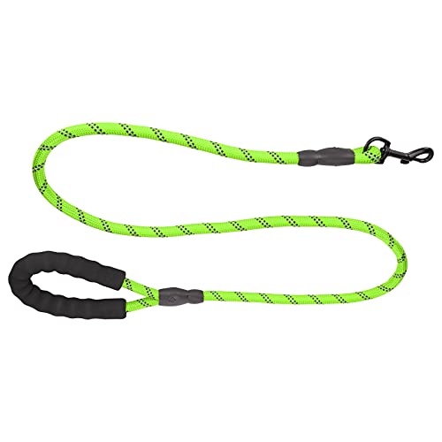 Seilhund Blei mit weichem gepolstertem Griff, Haustier Heavy Duty Nylon -Leinen Reflektierende runde Seil für mittelgroße und große Hunde geeignet (Green) von OKJHFD