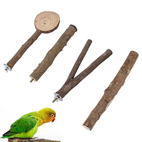 Vogelständer-Stäbchen-Set, sicheres und stabiles Papageienständer-Stäbchen-Plattform-Set, hölzerner Papageien-Ständer, Sitzstangen-Plattform, Käfigzubehör für Papageien, von OKJHFD