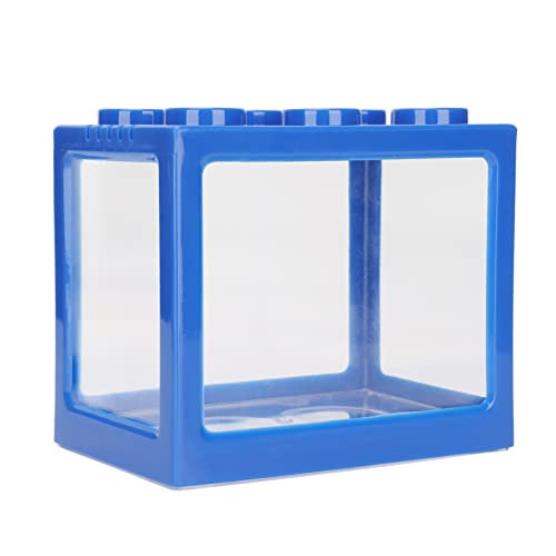 Baustein-Aquarium, blaues Mini-Betta-Aquarium aus Kunststoff, stapelbares Würfelbecken, Mini-Aquarium, Aquarium-Set für Büro, Zuhause, Schreibtisch-Dekoration von OKOVO