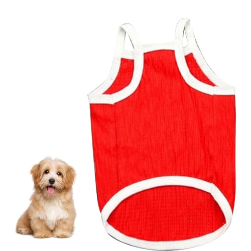 Hundeweste, weiche Baumwolle, atmungsaktives Hunde-T-Shirt, Sommer-Hunde-Hosenträgerkleidung, atmungsaktiv, dehnbar, Tank-Top, T-Shirts, kleine Welpenbekleidung für den Frühling (S) von OKOVO